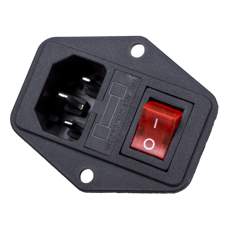 Power Socket Inlet With Fuse Holder & Switch (ICE320 C14)